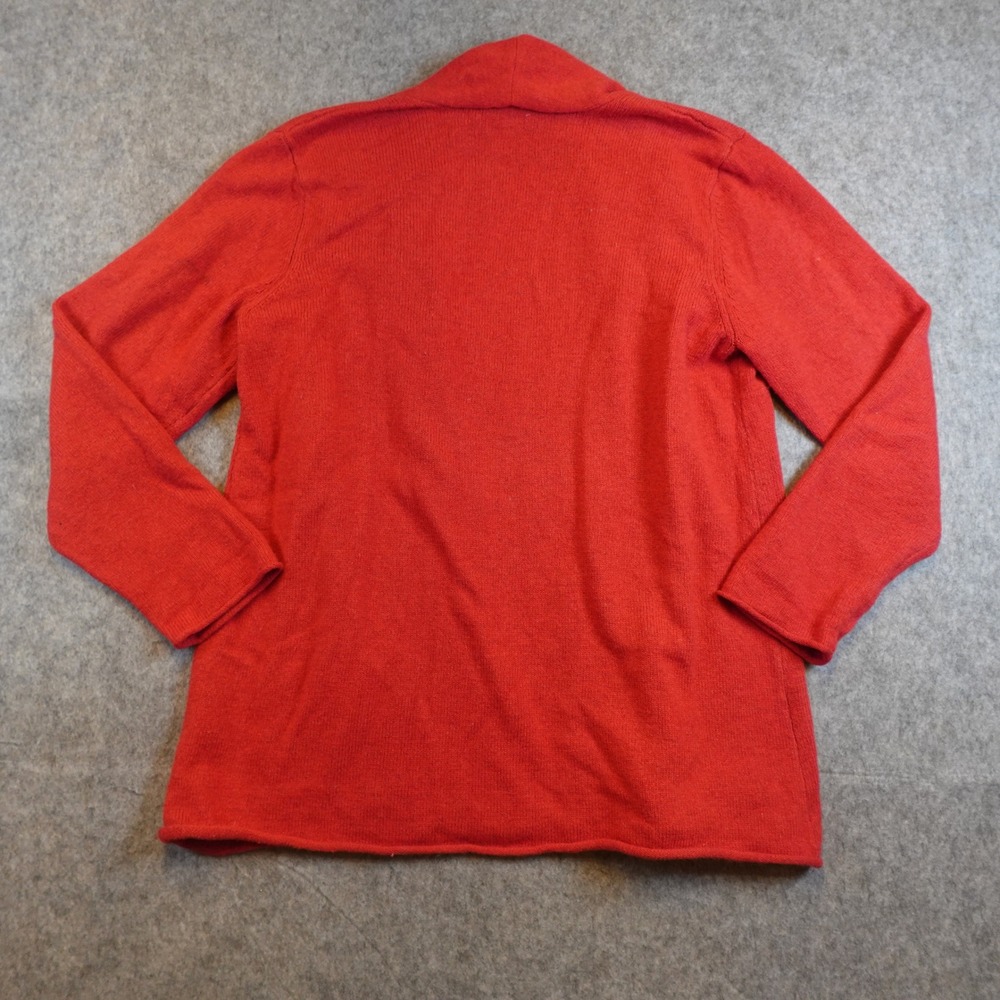 J Jill Cardigan Women Large Red Merino Wool Cashmere Open Front Pocket Soft - Picture 5 of 10